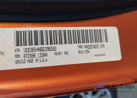 2011 Dodge Caliber Heat из США, поврежденный, VIN 1B3CB5HA8BD298263